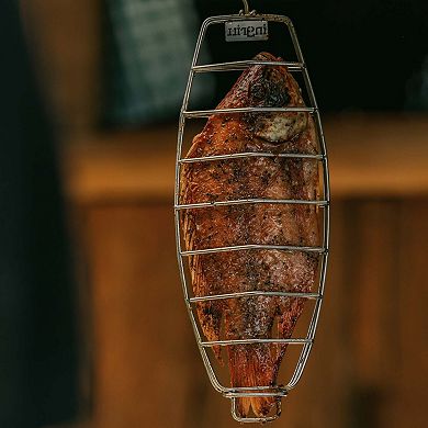 INGRILL Stainless Steel Fish Rack 304 Hanging Fish Basket for Barrel & Drum Smokers