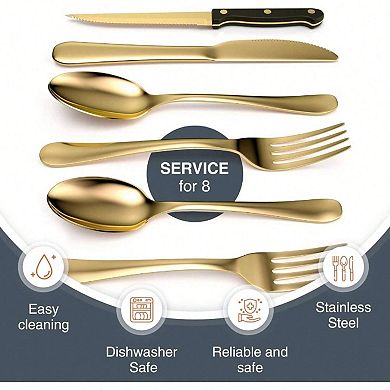 Upgrade Your Silverware Set: 49-Piece Stainless Steel Flatware for 8