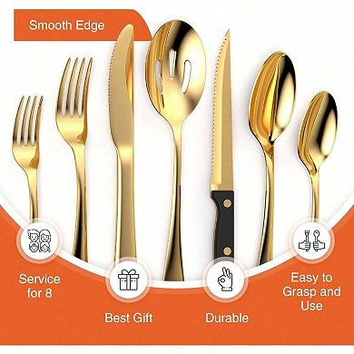 Upgrade Your Silverware Set: 49-Piece Stainless Steel Flatware for 8