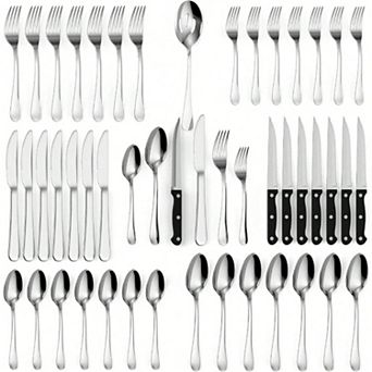 Upgrade Your Silverware Set: 49 pc Stainless Steel Flatware for 8