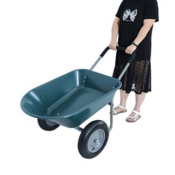 WOW PIONEER Two Wheel Garden Yard Cart with Large Pneumatic Tires Utility Hauler