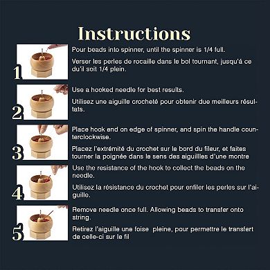 John Bead 4" x 4" Mini Bead Spinner with 2 Beading Needles, Manual Spinning Tool for Jewelry Making