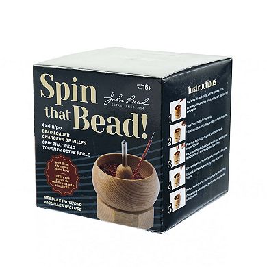 John Bead 4" x 4" Mini Bead Spinner with 2 Beading Needles, Manual Spinning Tool for Jewelry Making