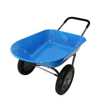 WOW PIONEER Steel Tray Two Wheel Garden Trolley Cart with Pneumatic Wheels