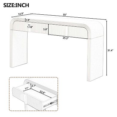 Modern Fluted Console Table Entryway Table with 2 Storage Drawers