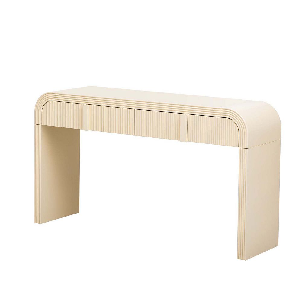Modern Fluted Console Table Entryway Table with 2 Storage Drawers