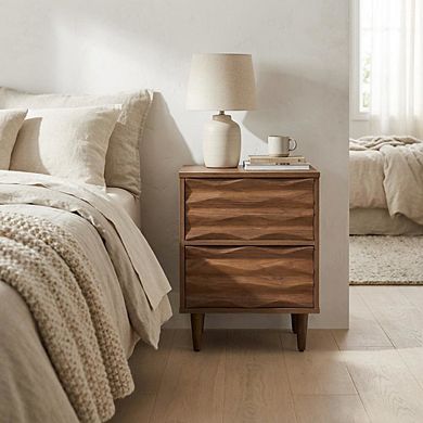 Nightstand with Two Drawers and Sleek Modern Design