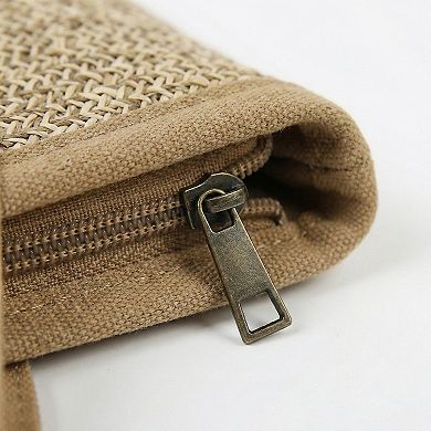 Women's Woven Straw Tote Bag with Contrast Panel Bow Accent Dual Shoulder Straps