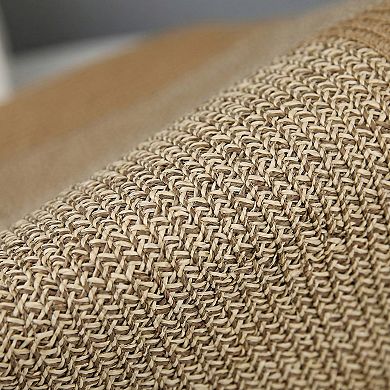 Women's Woven Straw Tote Bag with Contrast Panel Bow Accent Dual Shoulder Straps