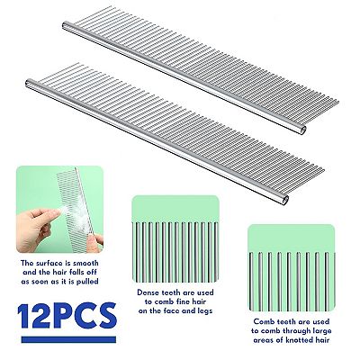 12 Dog and Cat Grooming Combs