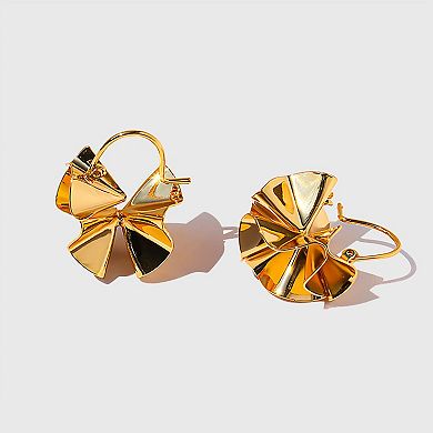 Women's Artistic Pleated Drop Earrings - Brass Statement Earrings