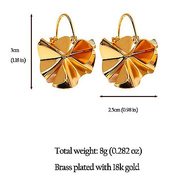 Women's Artistic Pleated Drop Earrings - Brass Statement Earrings