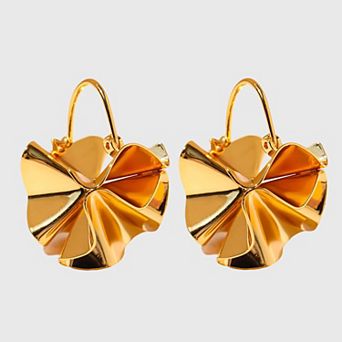 Women's Artistic Pleated Drop Earrings - Brass Statement Earrings