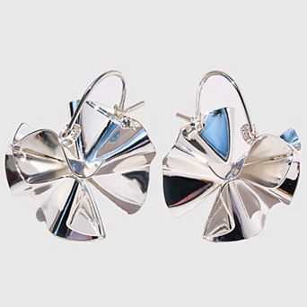 Women's Artistic Pleated Drop Earrings - Brass Statement Earrings