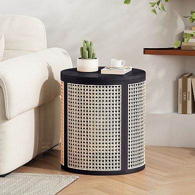 KWPZQEB Round Rattan Side Table, French Furniture
