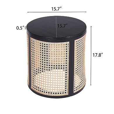 KWPZQEB Round Rattan Side Table, French Furniture