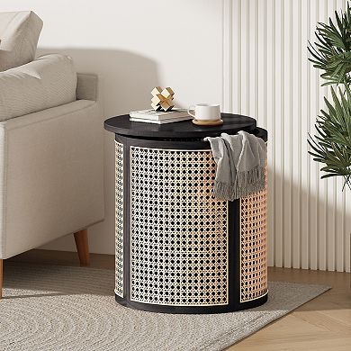 KWPZQEB Round Rattan Side Table, French Furniture