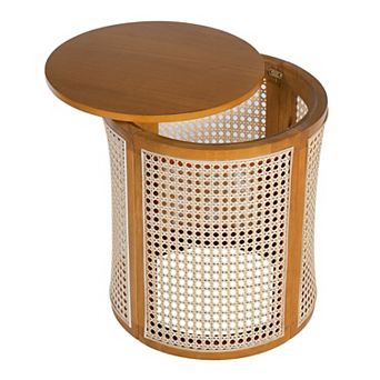 KWPZQEB Round Rattan Side Table, French Furniture