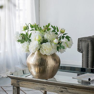 TOEMOA Contemporary Metallic Floral Accent Vase for Modern Home Tabletops