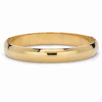 Goldtone Hinged Polished Bangle Bracelet 7.5 inches