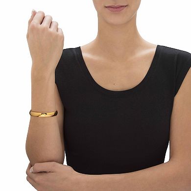 Goldtone Hinged Polished Bangle Bracelet 7.5 inches