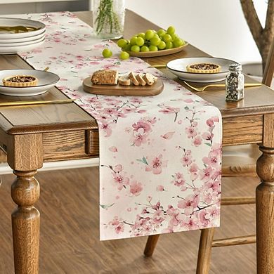 Floral Cherry Blossom Table Runner 13x72 Inch Spring Summer Dining Table Decor
