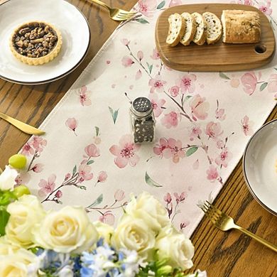 Floral Cherry Blossom Table Runner 13x72 Inch Spring Summer Dining Table Decor