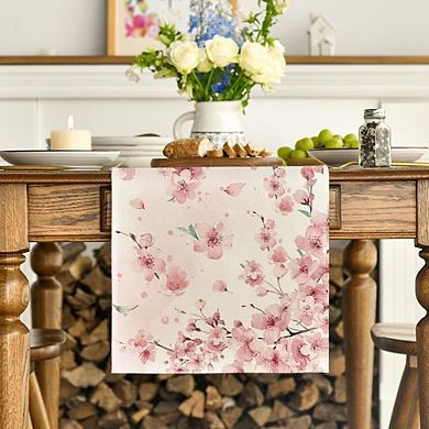 Floral Cherry Blossom Table Runner 13x72 Inch Spring Summer Dining Table Decor