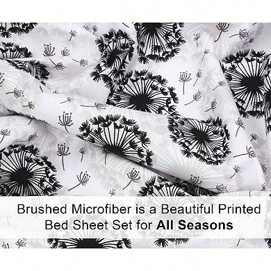 Full Size Bed Sheets Set - Elegant Floral Pattern, Soft Microfiber, Durable, Wrinkle Resistant