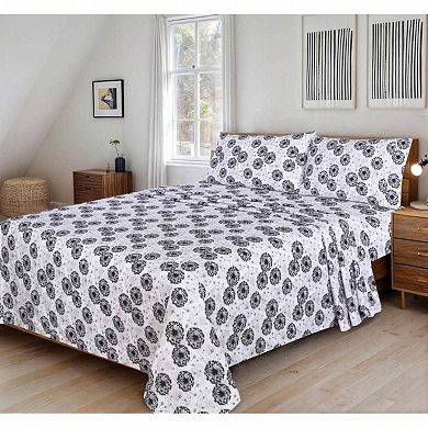 Full Size Bed Sheets Set - Elegant Floral Pattern, Soft Microfiber, Durable, Wrinkle Resistant