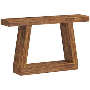 HOMCOM 55" Farmhouse Console Table, Sofa Table Behind Couch, Rustic Brown