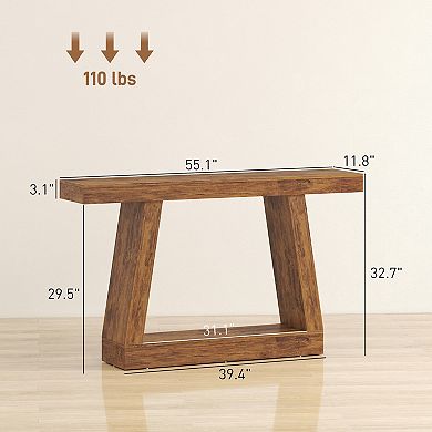 HOMCOM 55" Farmhouse Console Table, Sofa Table Behind Couch, Rustic Brown