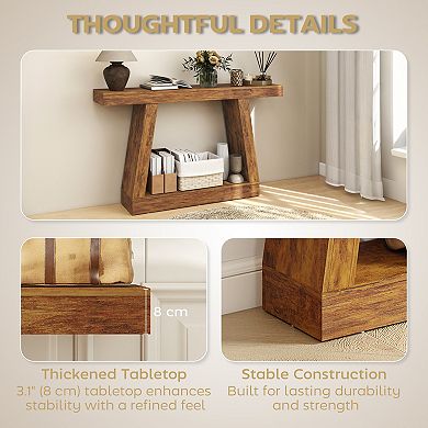 HOMCOM 55" Farmhouse Console Table, Sofa Table Behind Couch, Rustic Brown