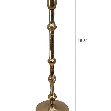 TOEMOA Slender Aluminum Taper Candle Holder with Elegant Bead Accents