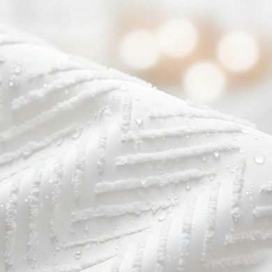 White Boho Shower Curtain 72x72 Inches Textured Chevron for Bathroom