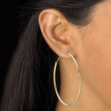 2-Pair Set 18k Yellow Gold-plated Sterling Silver Eternity Hoop Earrings 2 1/4"