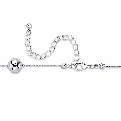 Round Beaded Silvertone Station Single Strand Necklace 18"-21"