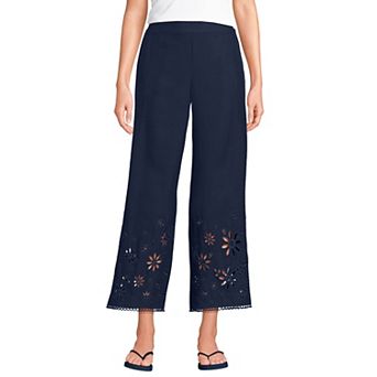 Women's Lands' End Linen Embroidered Pants