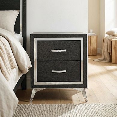 Bedroom Nightstand with Full Extension Drawer Glides and Modern Design