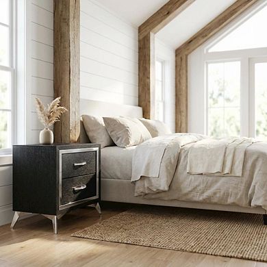 Bedroom Nightstand with Full Extension Drawer Glides and Modern Design