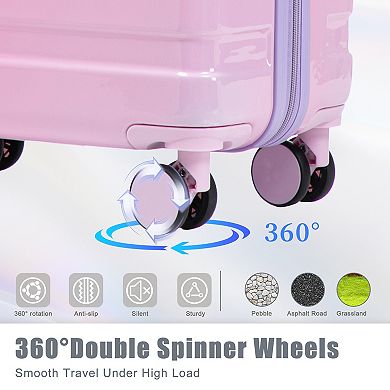Merax 3 pcs/set in PC Spinner Wheel Luggage, Carry on Suitcase