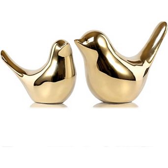Gold Small Bird Statues Modern Home Decor Figurines