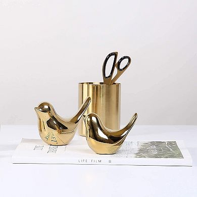 Gold Small Bird Statues Modern Home Decor Figurines
