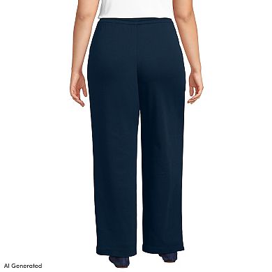 Plus Size Lands' End High Rise Pull On Relaxed Straight Leg Pants