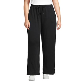 Plus Size Lands' End High Rise Pull On Relaxed Straight Leg Pants