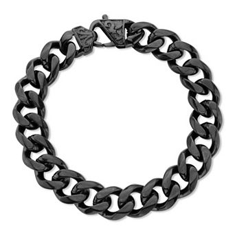 Men's Black Ion Plated Stainless Steel Curb Link Bracelet 10" Length