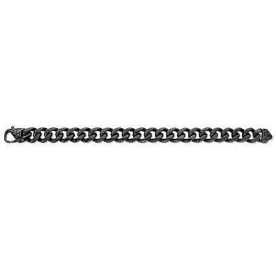 Men's Black Ion Plated Stainless Steel Curb Link Bracelet 10" Length