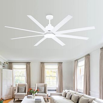 72 Inch Industrial Ceiling Fan with Light DC Motor 8 Blade Remote for Large Indoor Outdoor Spaces