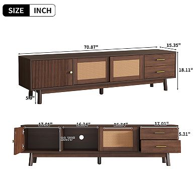 Modern Storage Cabinet Farmhouse TV Stand with Sliding Doors and Drawer