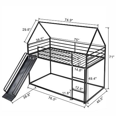 GOODSILO Twin Over Twin House Bunk Bed with Convertible Slide and Ladder